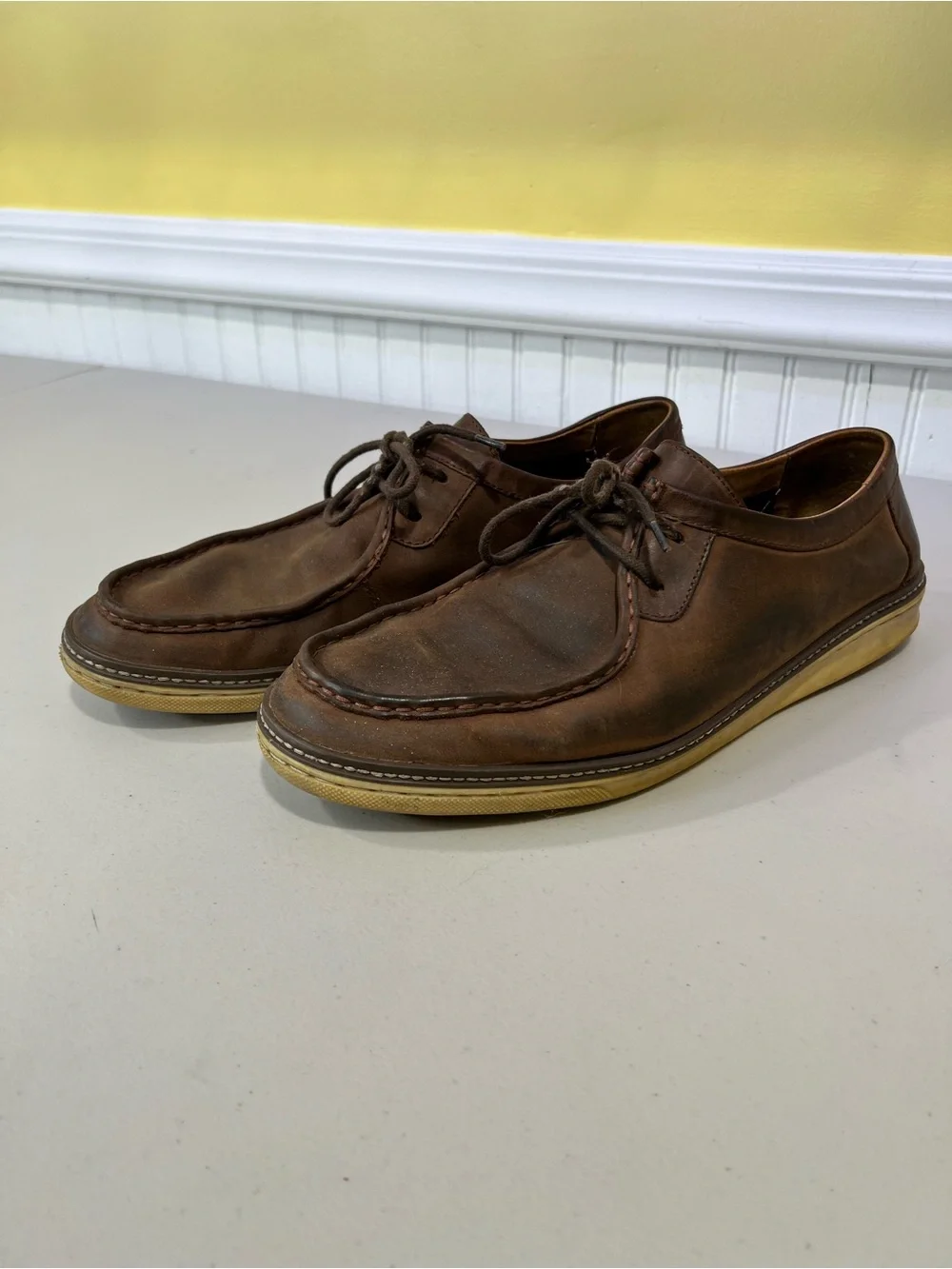 Men's Johnson and Murphy Brown Leather Casual Lace-Up Boat Shoes